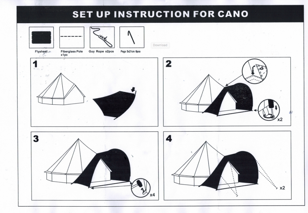 Bell Tent Shelter Instructions, Awning, Bell tent porch instructions set up